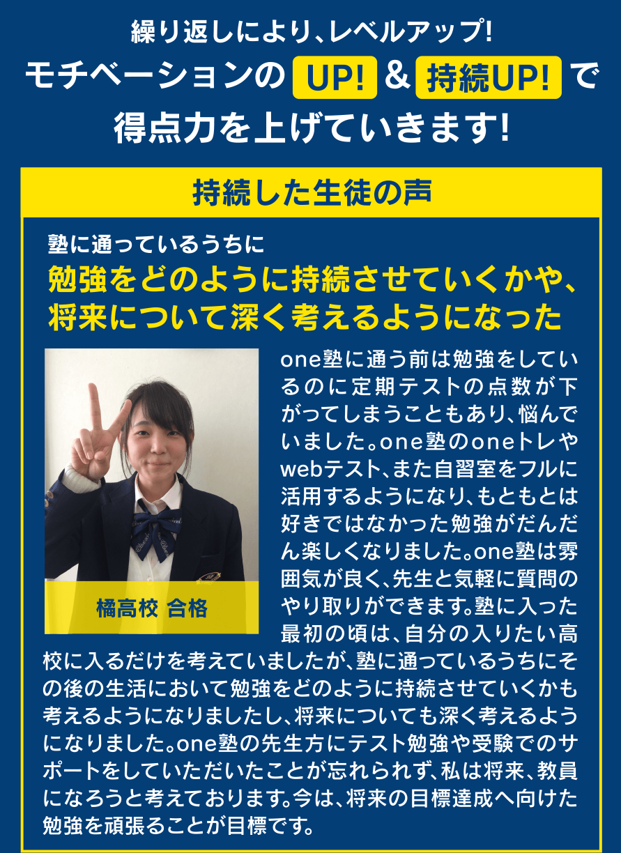 繰り返しにより、レベルアップ!モチベーションのUP!&持続UP!で得点力を上げていきます!